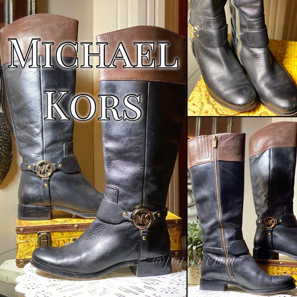 😍 Black & Brown MICHAEL KORS Riding Knee Boots!
